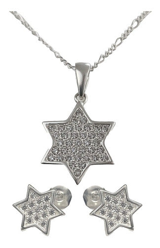 Juego Estrellas Zirconias Regalo +dije + Cadena Plata 925