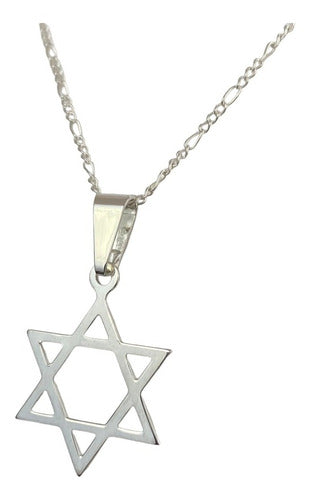 Dije Estrella De David Lisa En Plata 925 + Cadena Plata 925