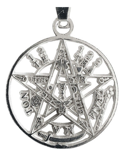 Dije Tetragramaton Medalla Pentagrama Grande En Plata 925
