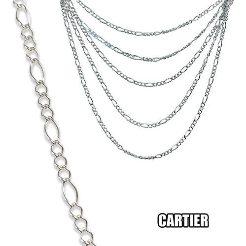 Cadena Tejido Cartier O 3x1 Plata Solida 925 50cm X 0.2cm