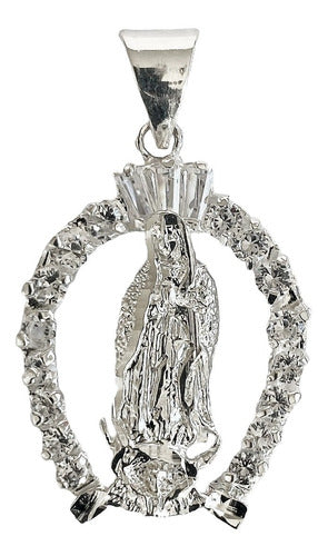 Medalla Virgen De Guadalupe Con Zirconias En Plata 925