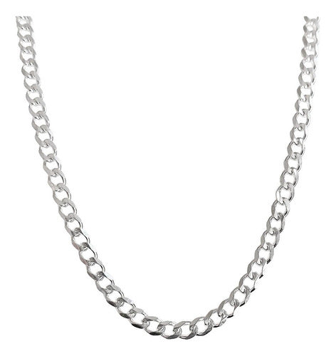 Cadena Cubana Gruesa Plata 925 Hombre Barbado 60cm X 4mm