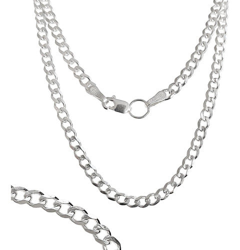 Cadena Cubana Gruesa Plata 925 Hombre Barbado 60cm X 4mm