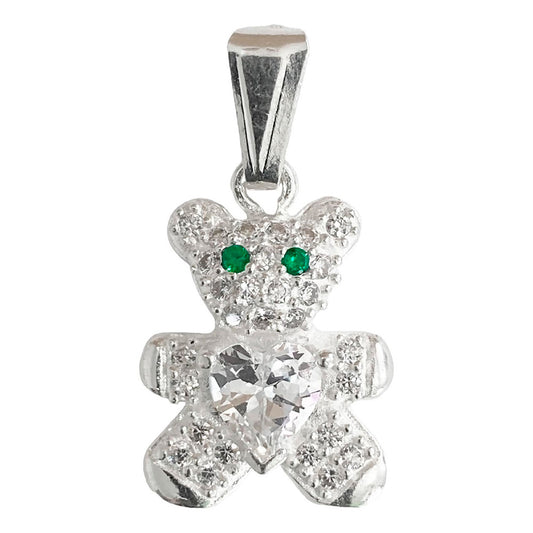 Dije Osito Corazón Amor Zirconias Regalo Plata Ley 925