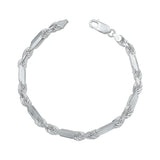 Pulsera Gruesa Torsal Figaro Hombre Plata Italy 925 5 Mm
