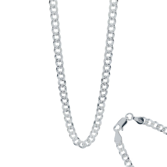 Cadena Cubana Gruesa Diamantada Plata 925 Hombre 70cm X 6mm