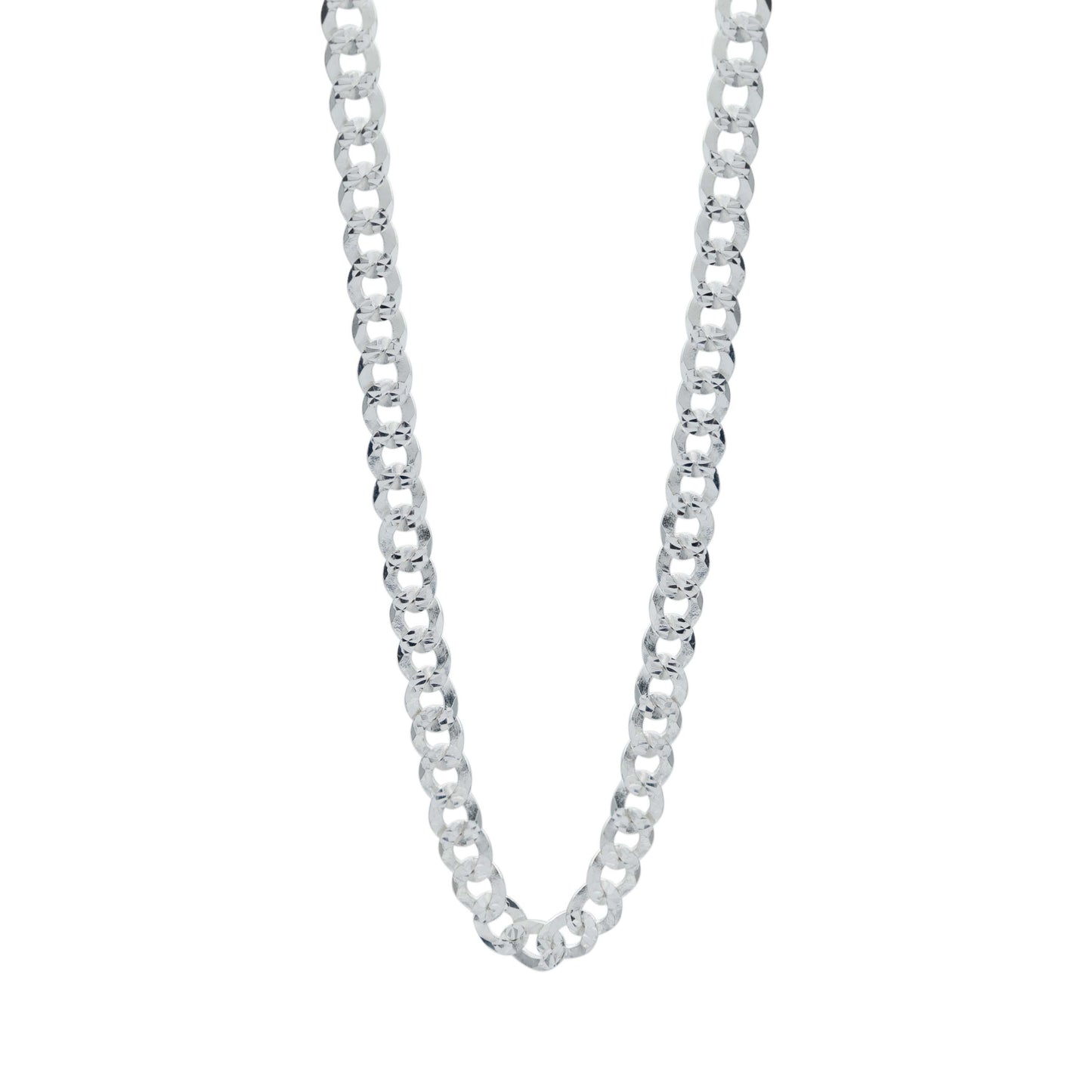 Cadena Cubana Gruesa Diamantada Plata 925 Hombre 70cm X 6mm