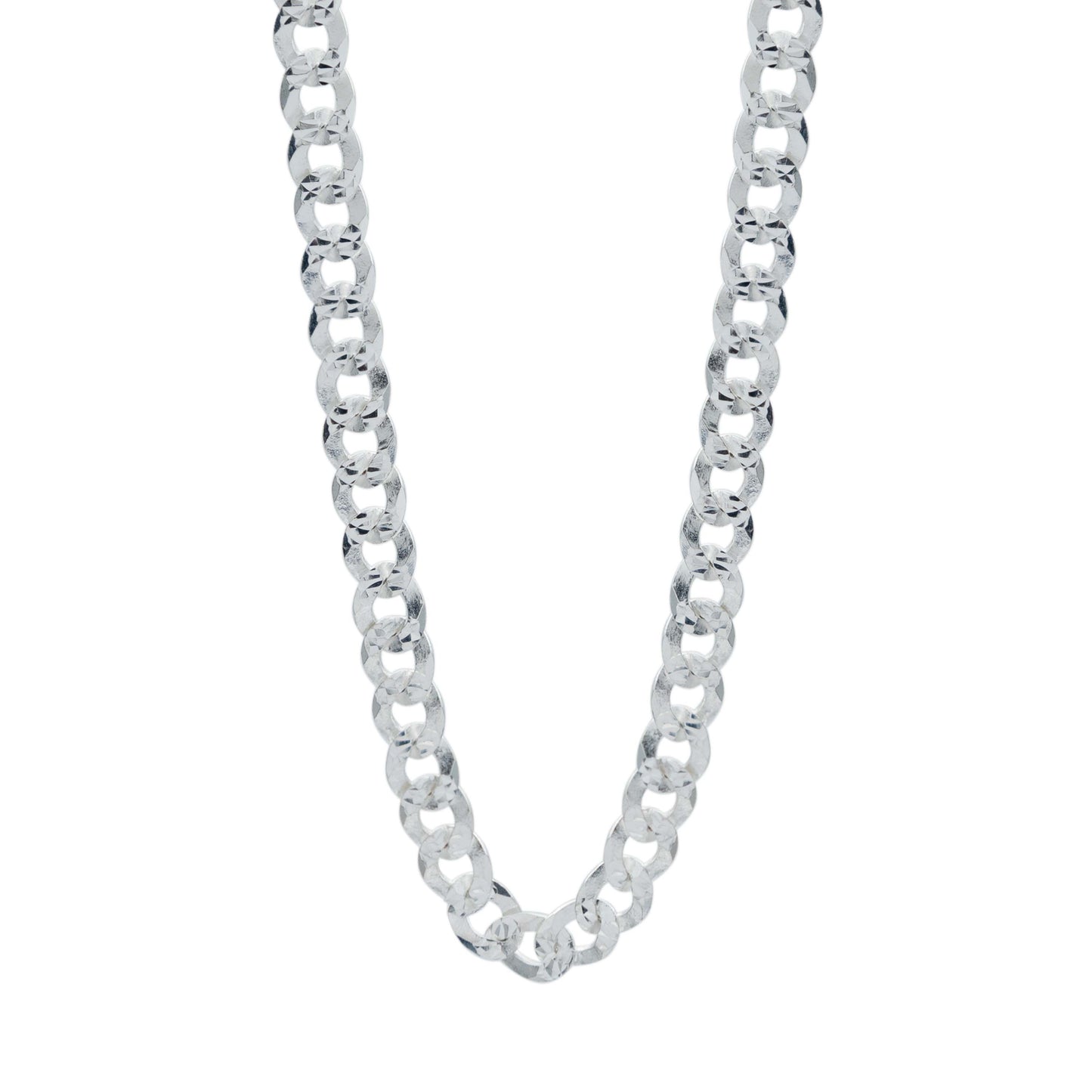 Cadena Cubana Gruesa Diamantada Plata 925 Hombre 70cm X 6mm