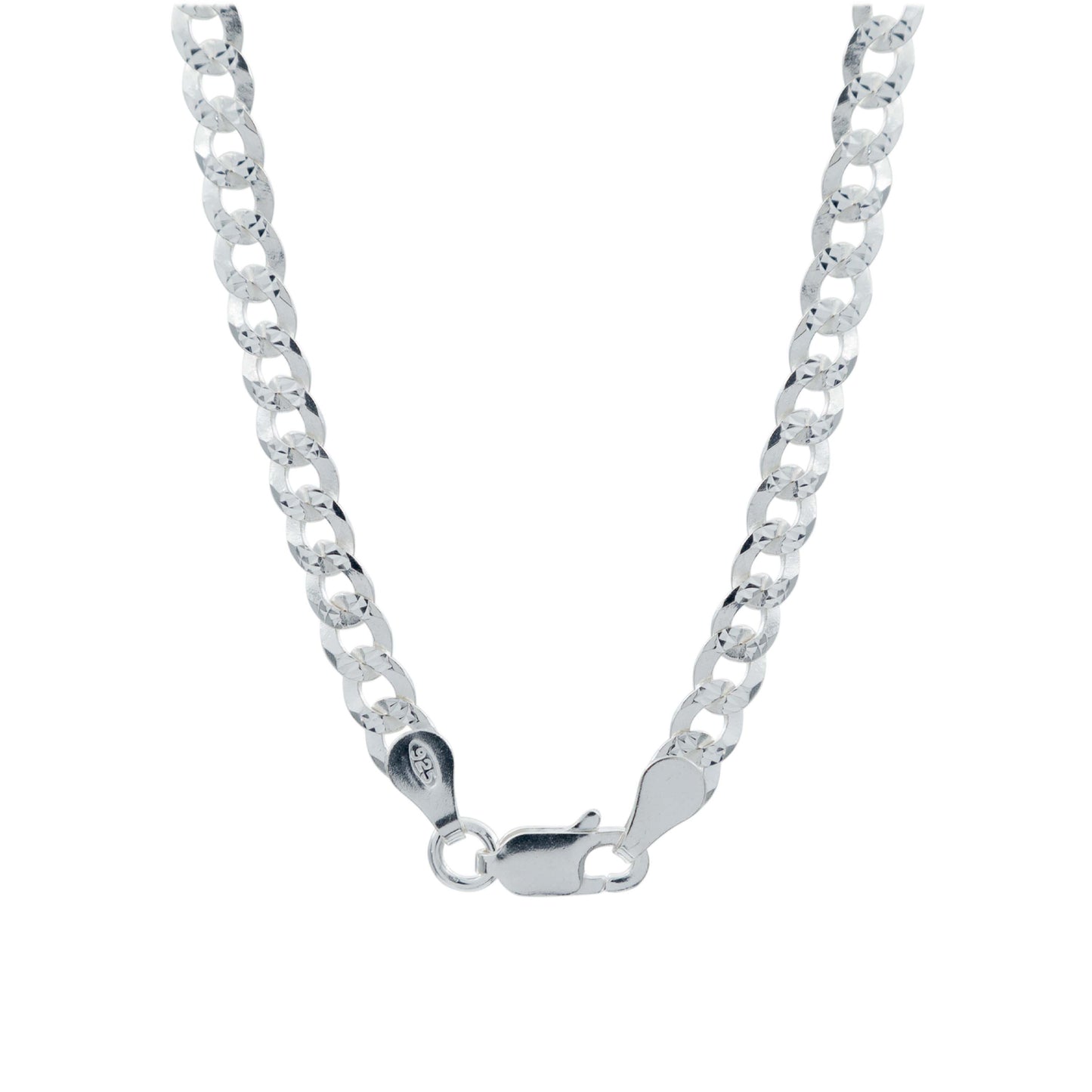 Cadena Cubana Gruesa Diamantada Plata 925 Hombre 70cm X 6mm