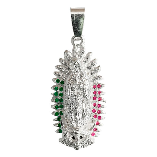 Dije Grande Virgen De Guadalupe Zirconias Plata 925