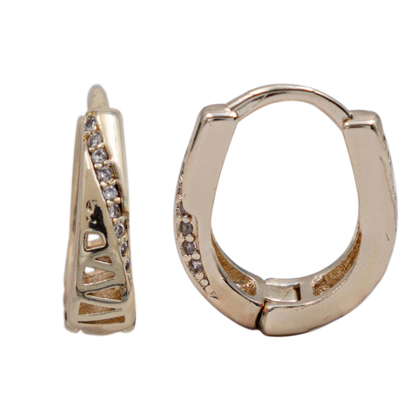 Arracadas Oro Laminado Piedras Huggie Mujer Mariposa Estuche