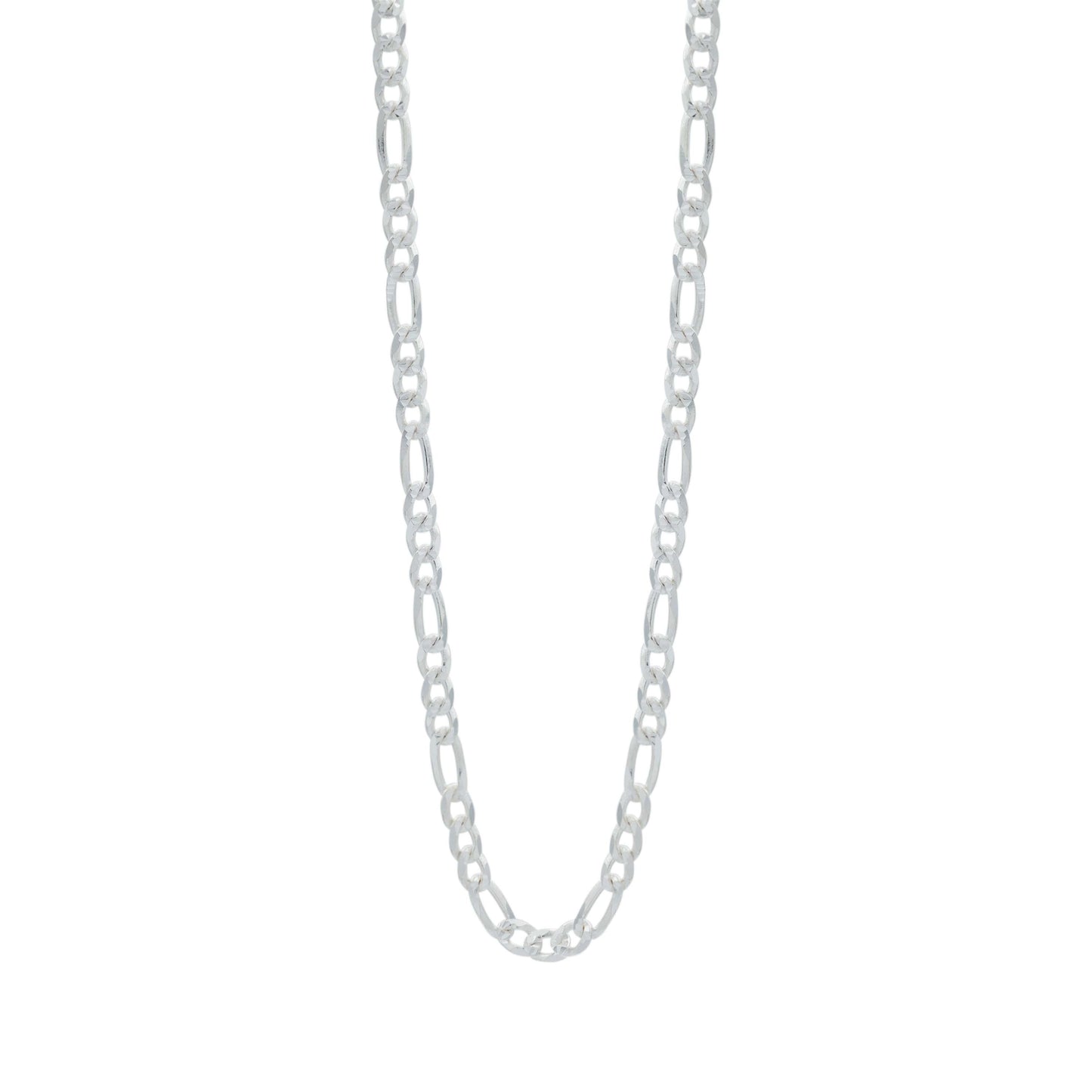 Cadena De Plata 925 Diamantada Hombre Fígaro 60 Cm X 6 Mm