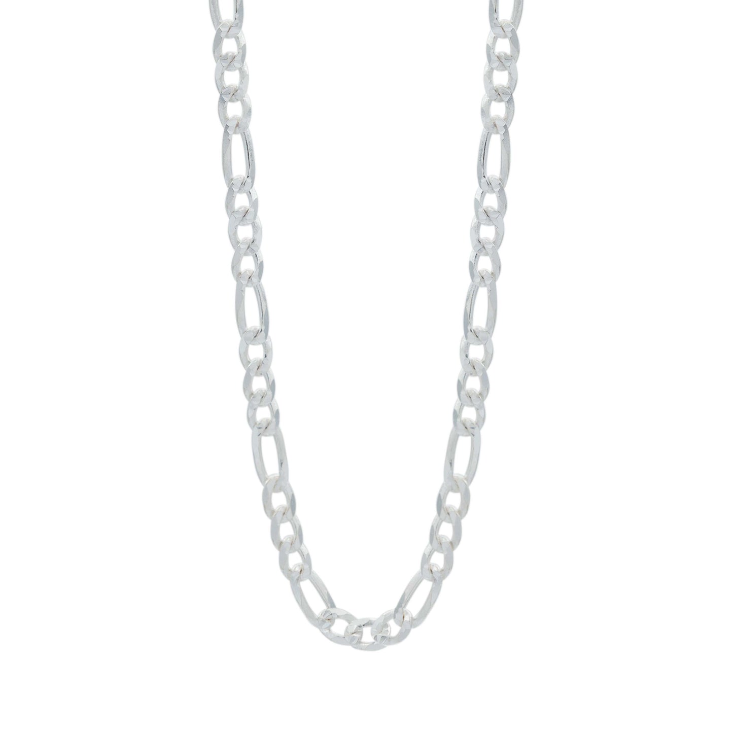 Cadena De Plata 925 Diamantada Hombre Fígaro 60 Cm X 6 Mm