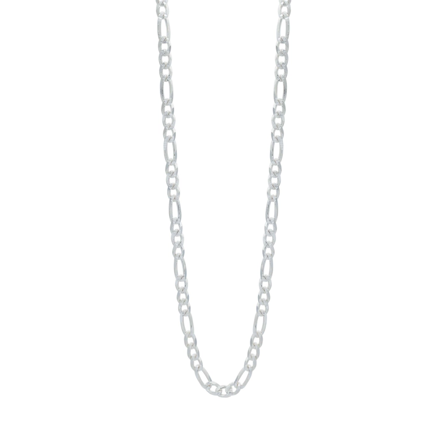 Cadena De Plata 925 Diamantada Hombre Fígaro 60 Cm X 6 Mm