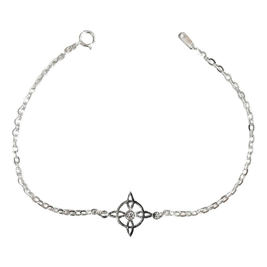 Pulsera Ajustable Nudo De Bruja Chico Zirconia Plata 925