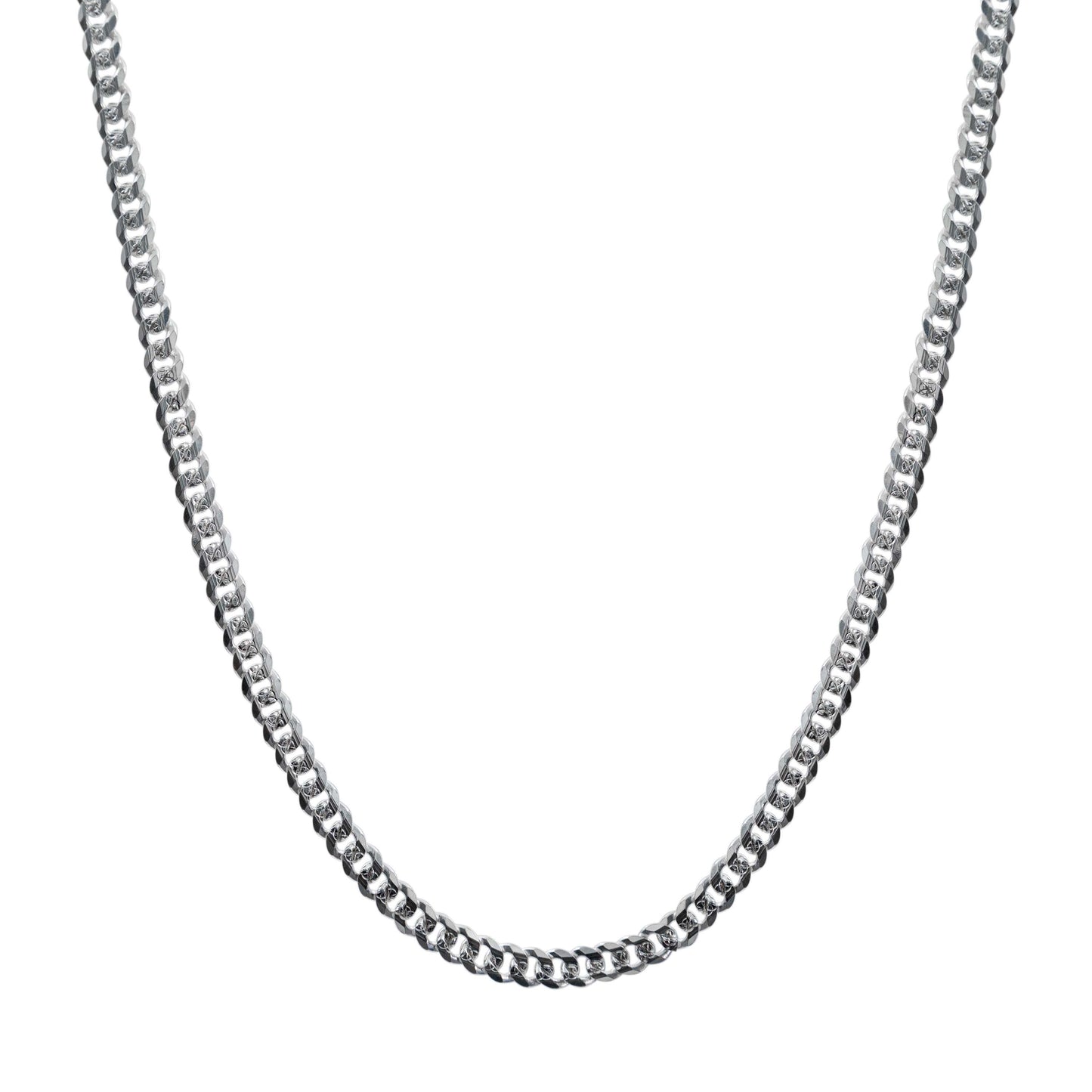 Cadena Cuba Cerrada Diamantada Hombre Plata 925 55 Cm X 5 Mm