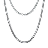 Cadena Cuba Cerrada Diamantada Hombre Plata 925 55 Cm X 5 Mm