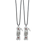 2 Piezas Collar Dije Santa Muerte Calavera Piedra Caucho