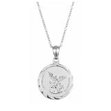 Collar San Miguel Arcangel Diamantado Mediano Plata Ley 925