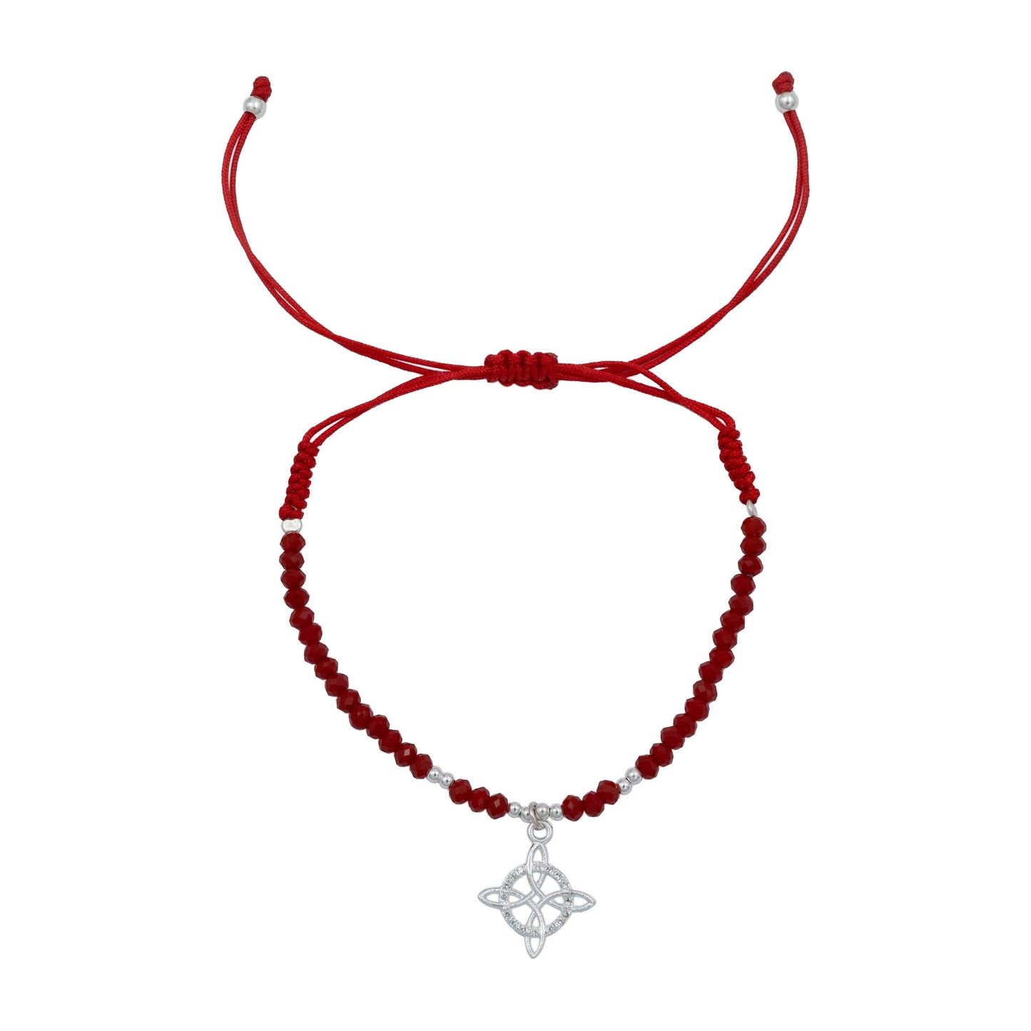 Pulsera Nudo Bruja Ajustable Artesanal Zirconias Plata S925