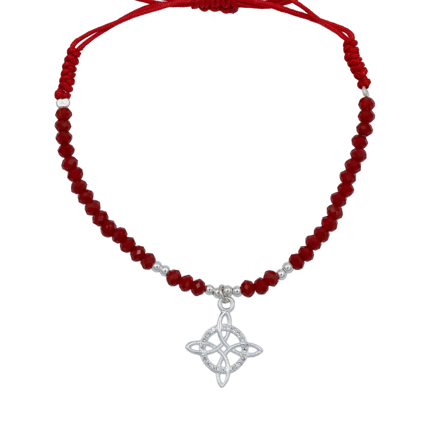 Pulsera Nudo Bruja Ajustable Artesanal Zirconias Plata S925