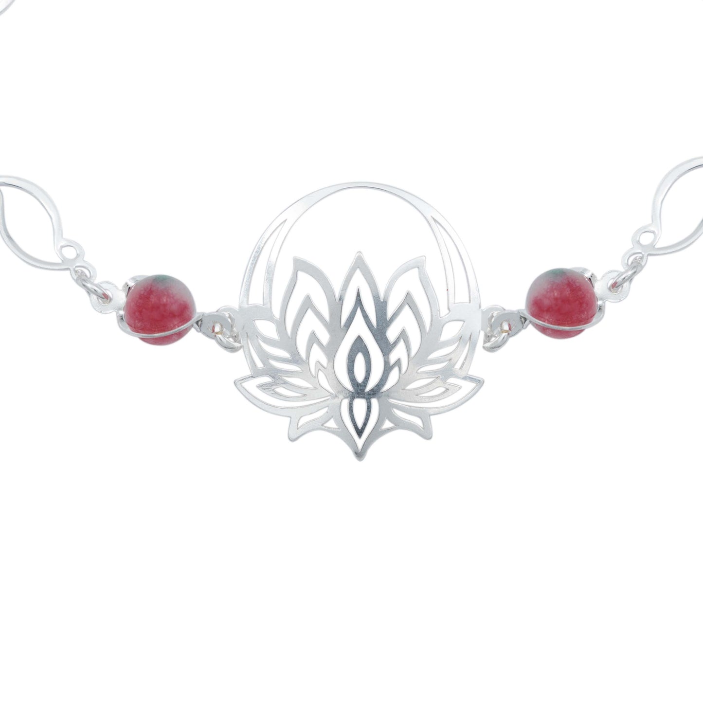 Pulsera Flor De Loto Piedra Natural Cuarzo Mujer Plata 925
