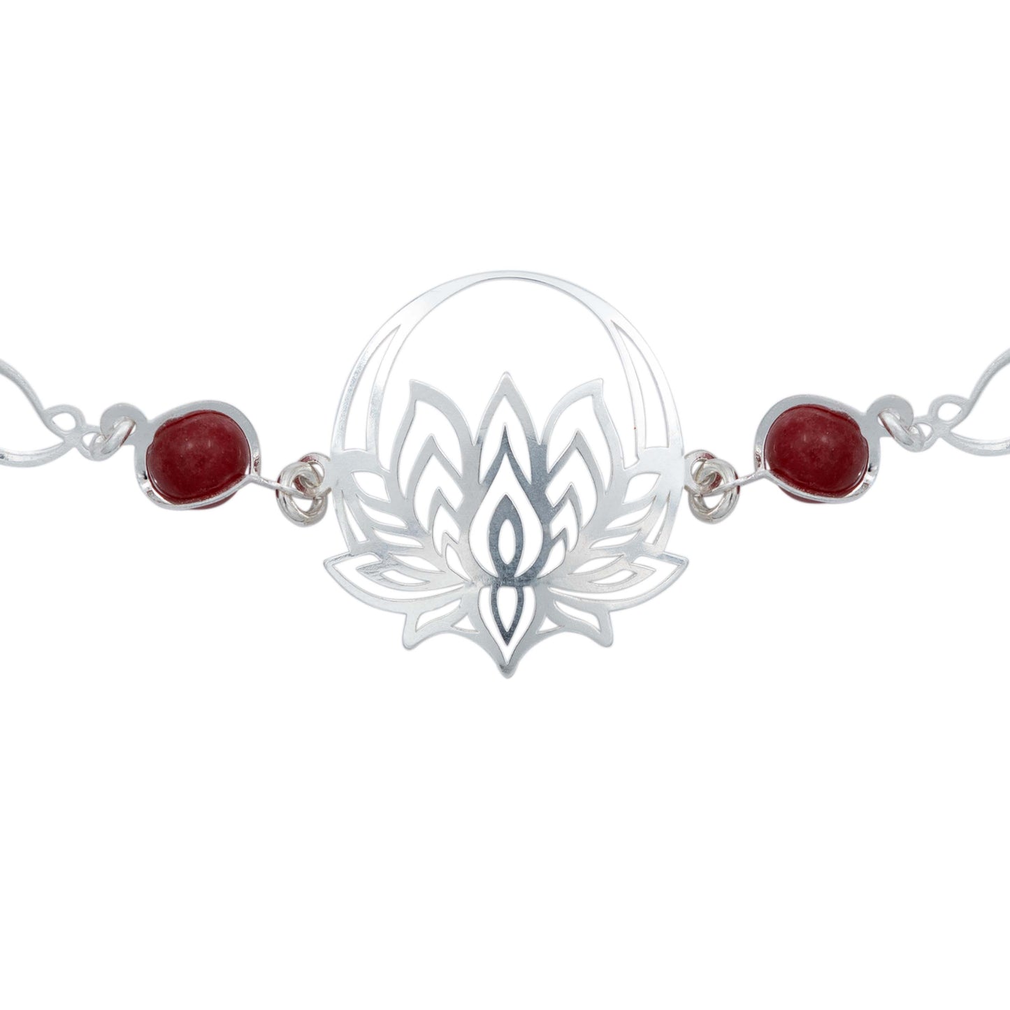 Pulsera Flor De Loto Piedra Natural Cuarzo Mujer Plata 925
