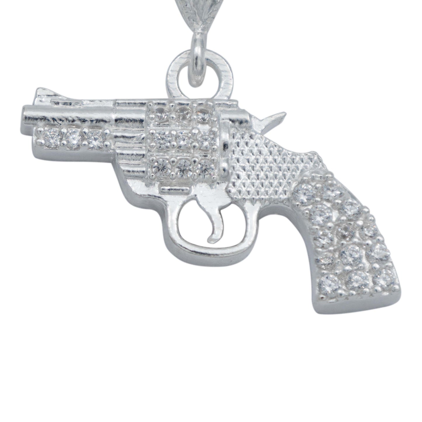 Dije Pistola Chica Revolver Zirconias Belico Plata 925