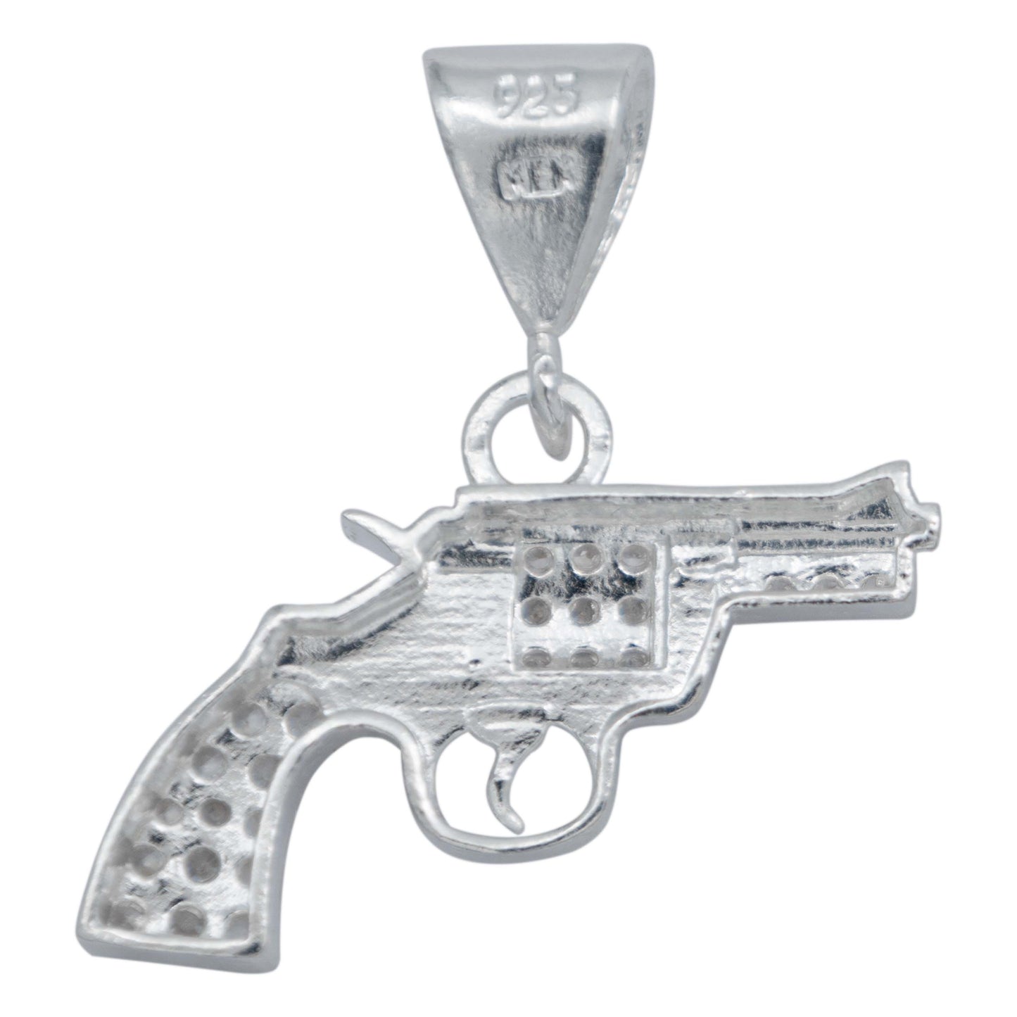 Dije Pistola Chica Revolver Zirconias Belico Plata 925