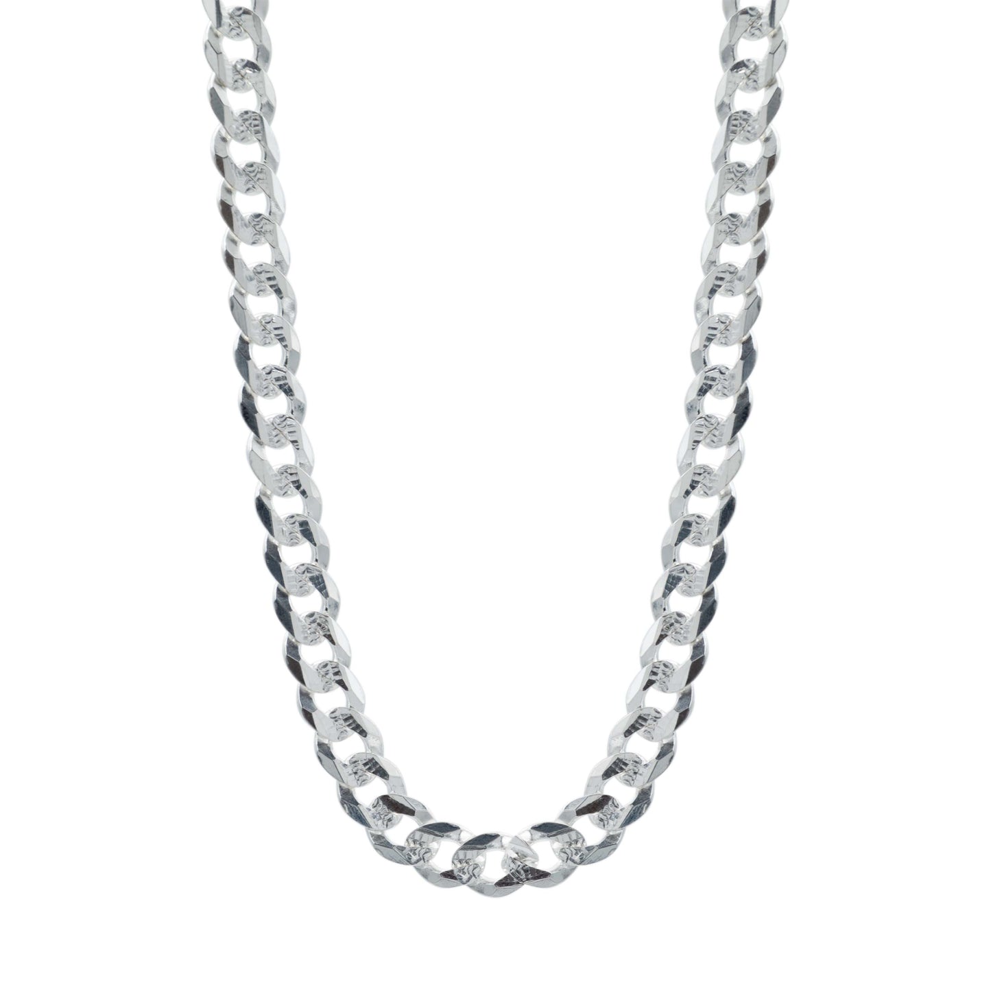 Cadena Cubana Gruesa Diamantada Hombre Plata 925 65cm X 7mm