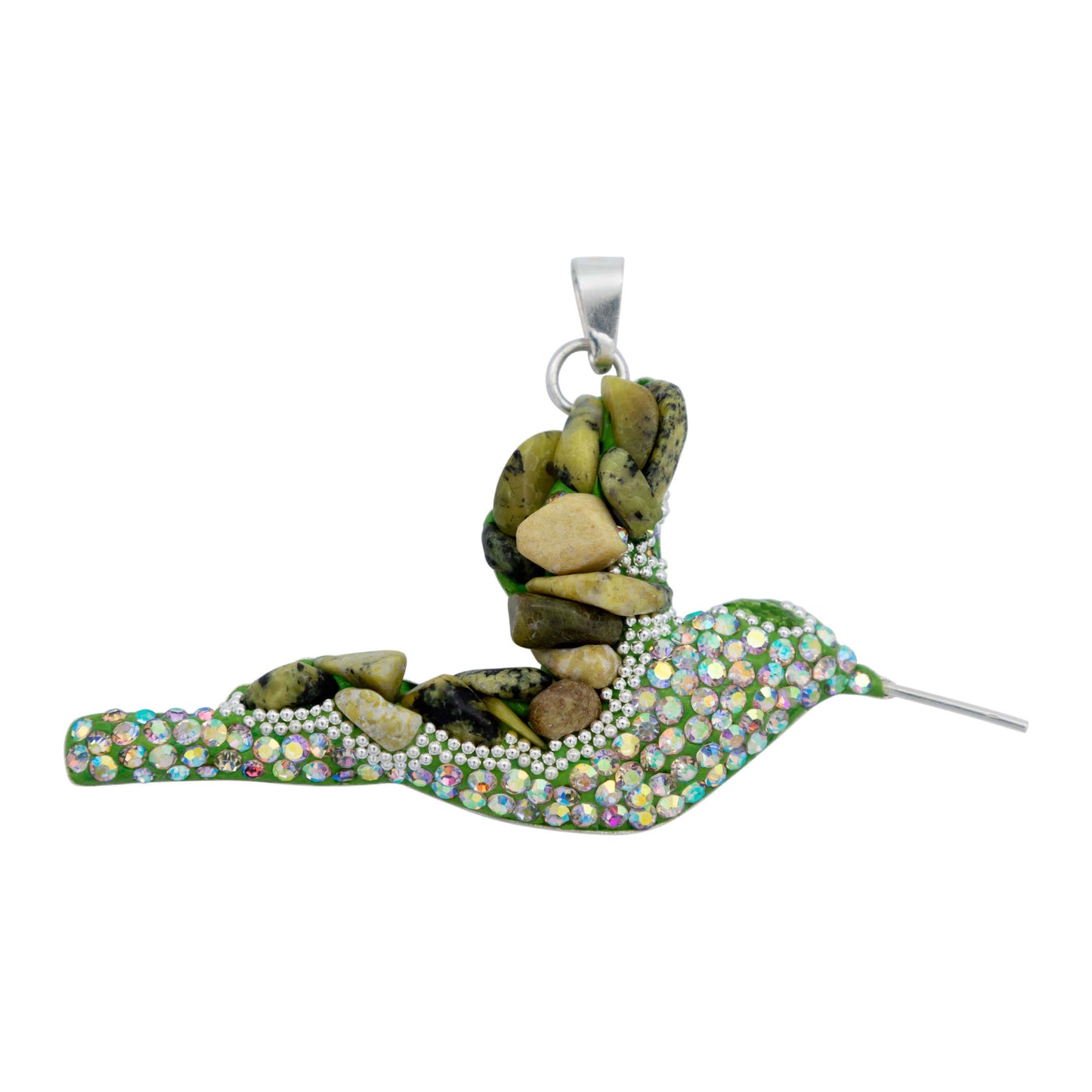 Colibri Dije Aretes Cadena Piedras Conjunto Grande Plata 925