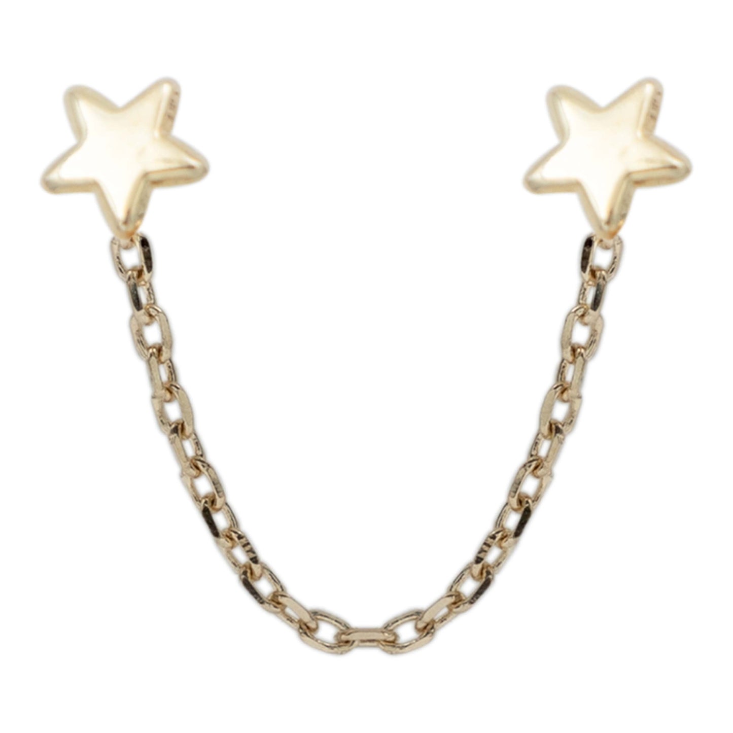 Arete Broquel Cadena Estrella Y Estrella Mujer Regalo Oro10k