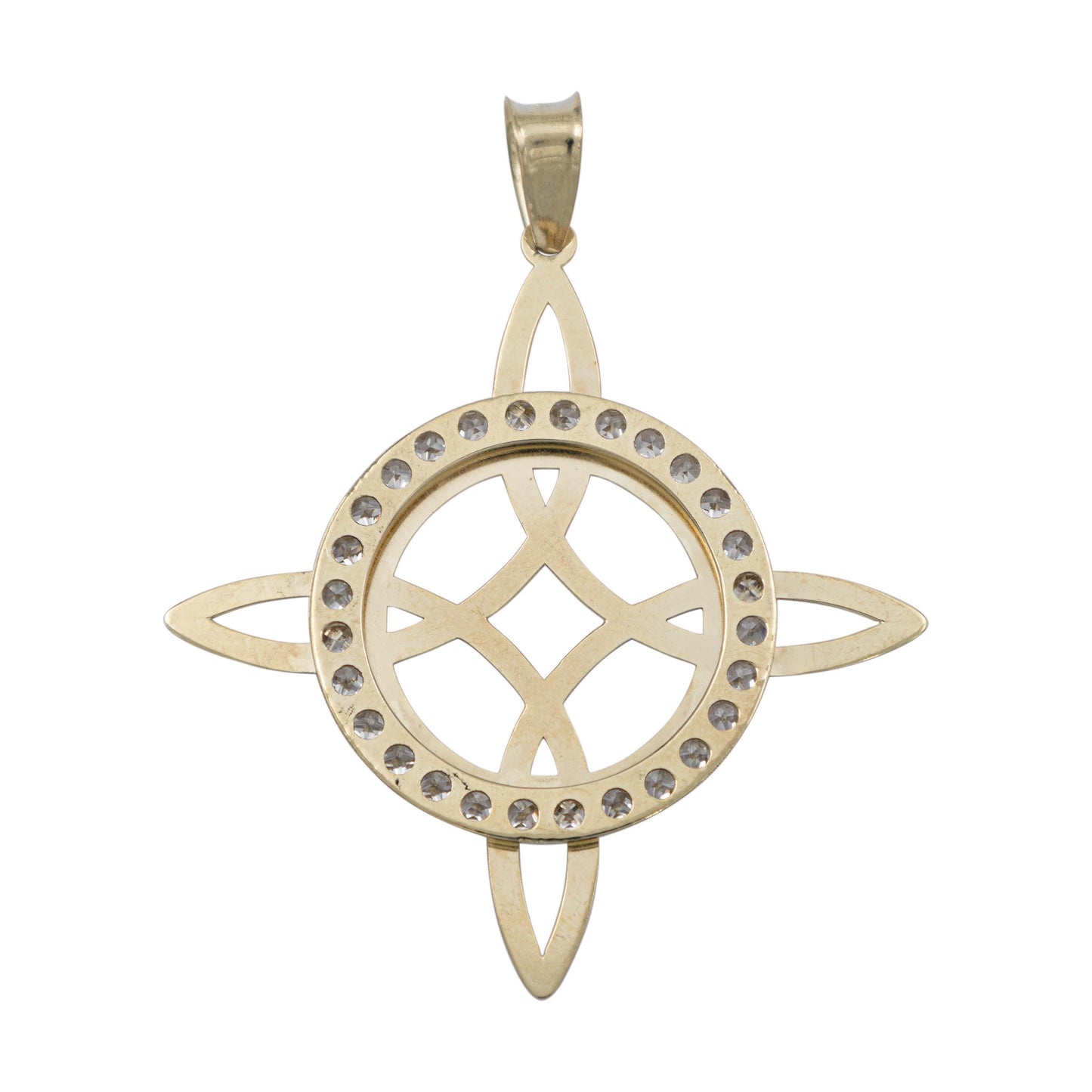 Dije Nudo De Bruja Enorme Plano Zirconias Unisex Oro 10k