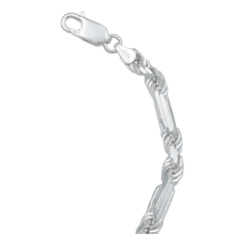 Pulsera Gruesa Torsal Figaro Hombre Plata Italy 925 5 Mm
