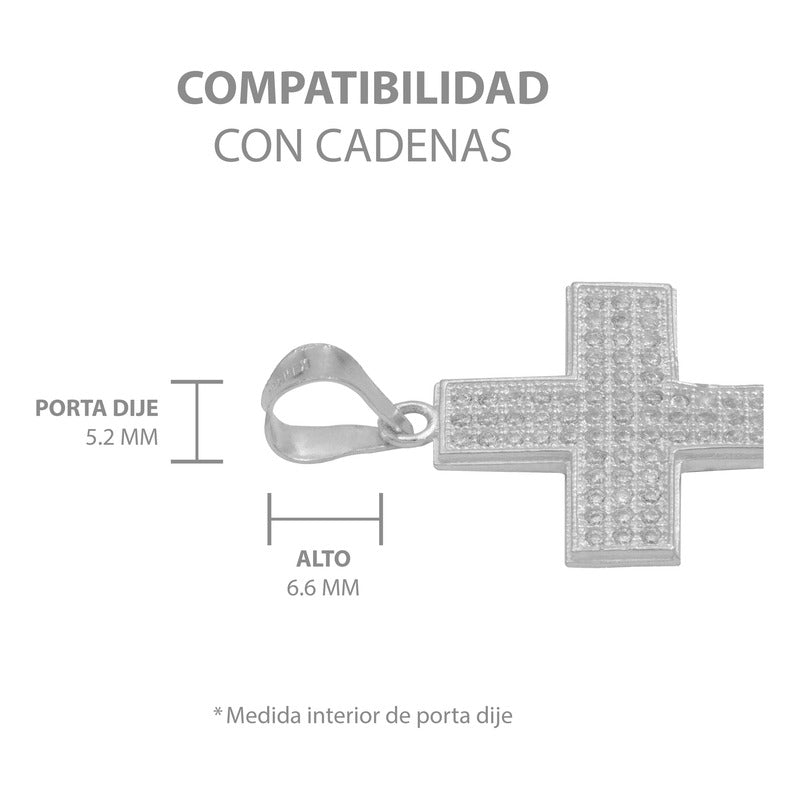 Dije Cruz Mediano Zirconias Hombre Regalo Plata 925 3.9 Cm
