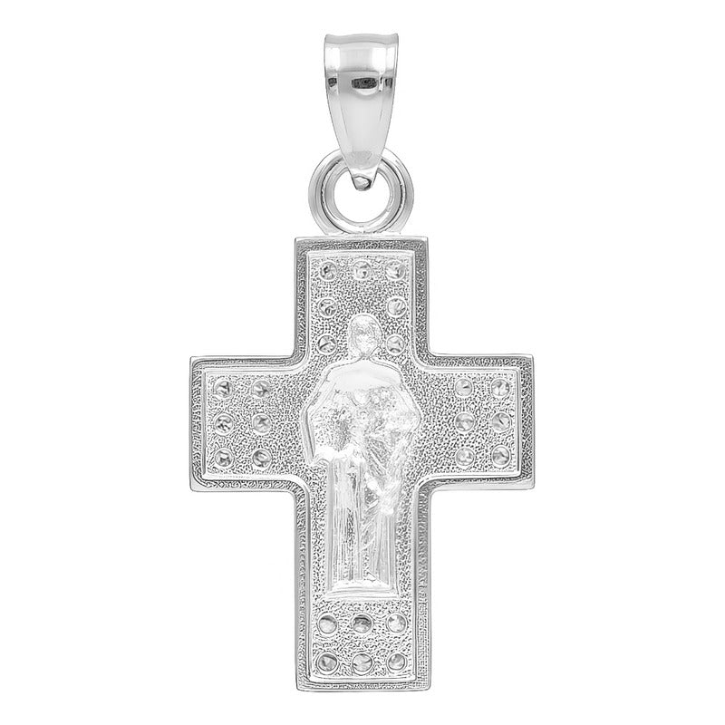 Dije Cruz San Judas Tadeo Zirconias Mujer Plata 925 2.4 Cm Plateado