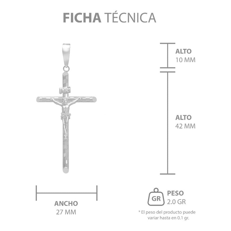 Dije Cruz Tubular Diamantado Ajedrez Cristo Plata 925 5.2 Cm Plateado
