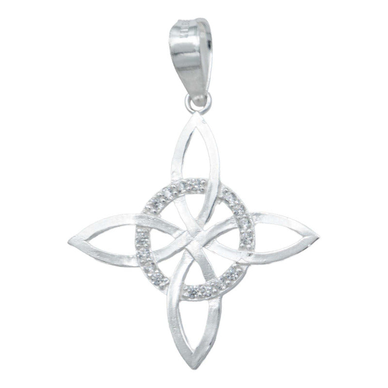 Collar Nudo De Bruja Celta Plano Zirconias Plata Ley S925