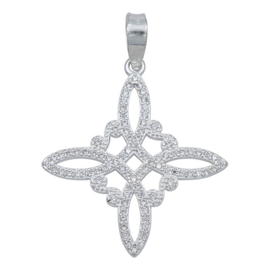 Dije Nudo De Bruja Premium Zirconias Clásico Mujer Plata 925 Blanco