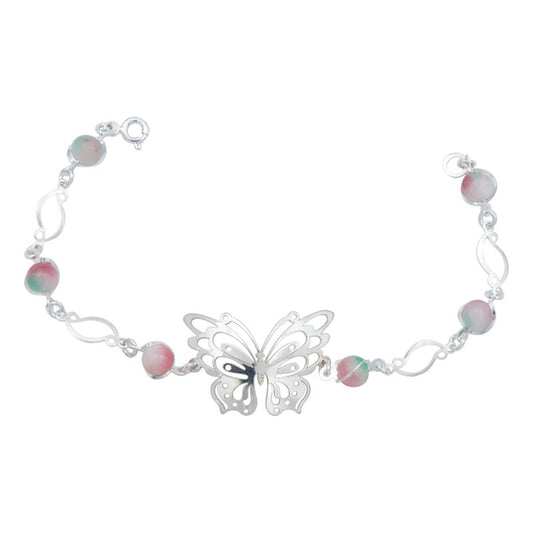 Pulsera Mariposa Primavera Piedra Natural Mujer Plata 925