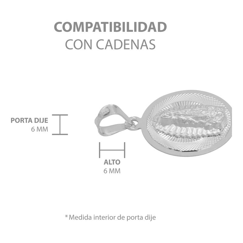 Dije Medalla Diamantada Virgen Guadalupe Plata Ley 925 2 Cm