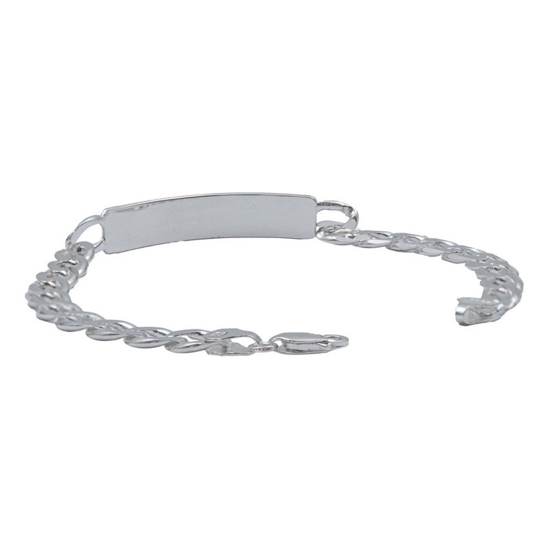 Pulsera Esclava Cubana Barbada Gruesa Hombre Plata 925 8 Mm