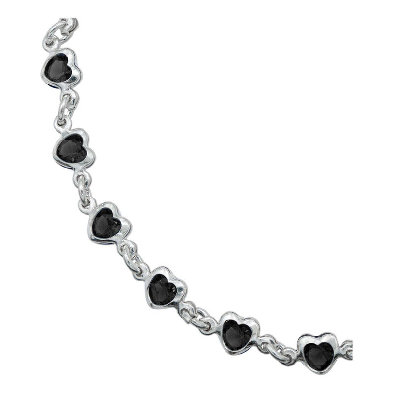 Pulsera Corazones Zirconias Amor Mujer Regalo Plata 925