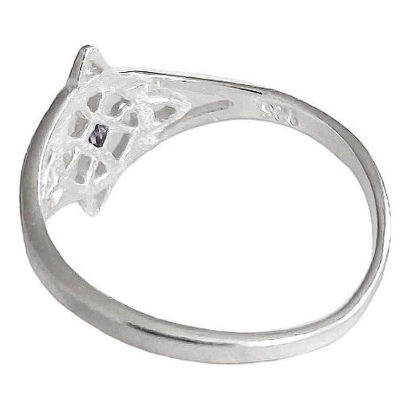 Anillo Nudo De Bruja Con Zirconia De Color Plata Solida 925