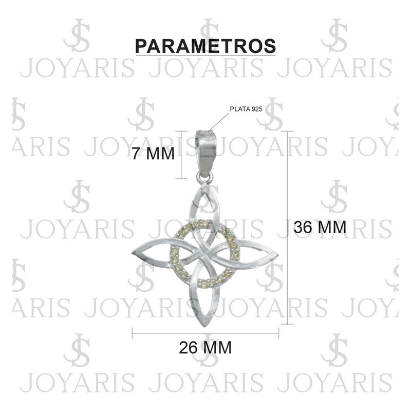 Collar Nudo De Bruja Celta Plano Zirconias Plata Ley S925