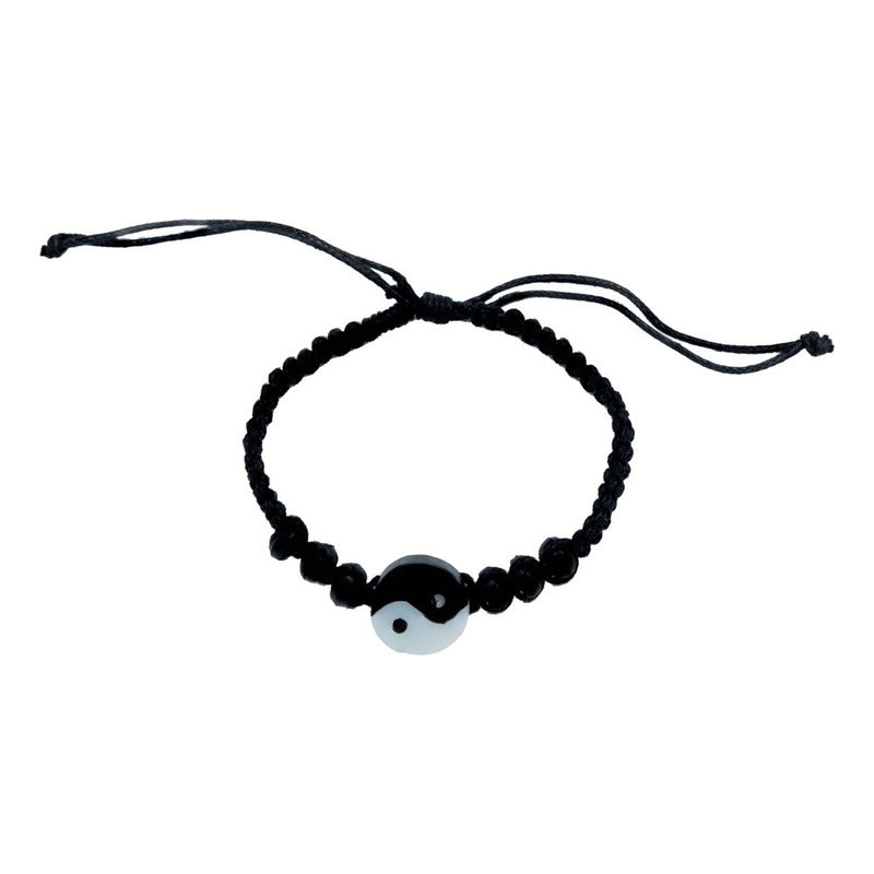 2 Pzs Pulsera Ying Yang Hecho Mano Artesanal Suerte Regalo Negro 6 Cm 20 Cm