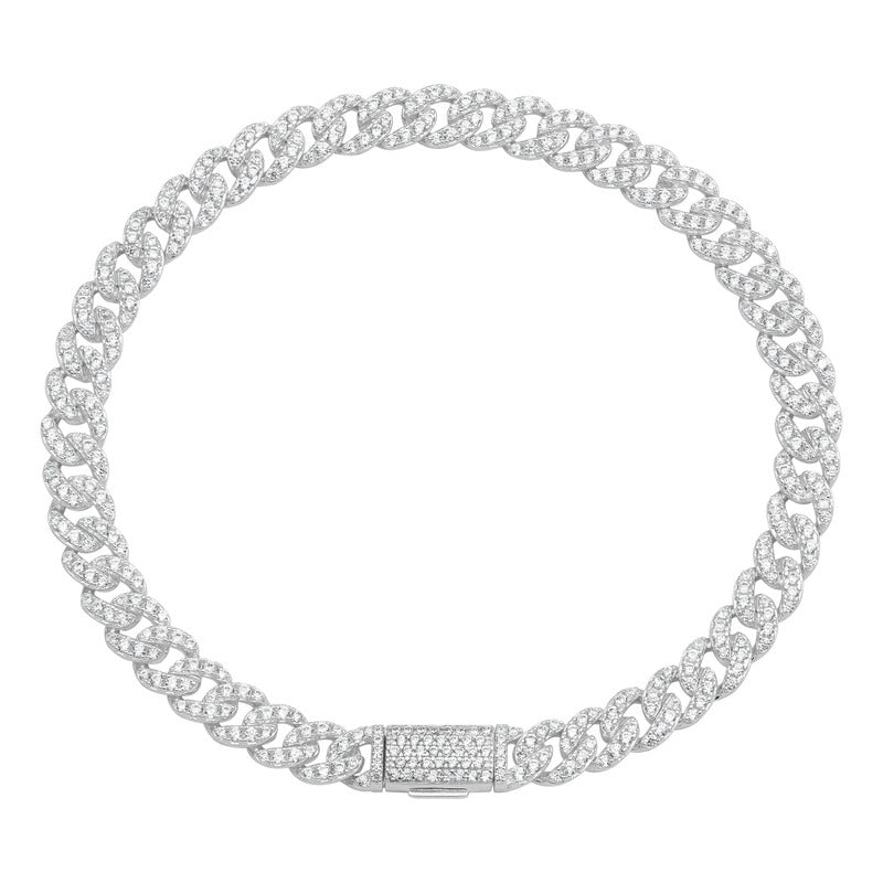 Pulsera Cubana Miami Zirconias Mujer Hombre Caja Plata 925 Blanco 6 Cm 20 Cm