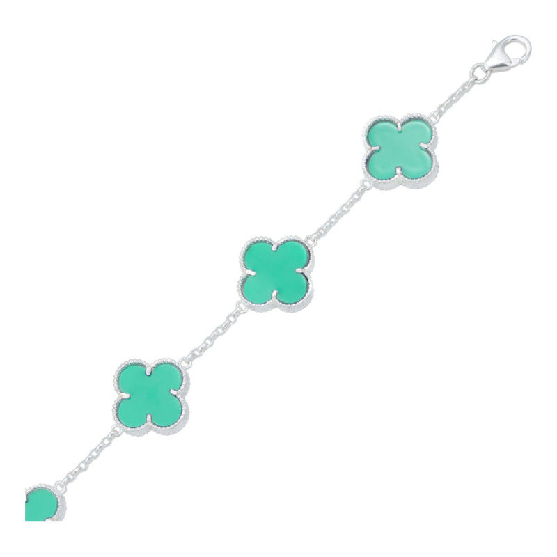 Pulsera Trebol Esmaltado Regalo Hombre Mujer Plata 925