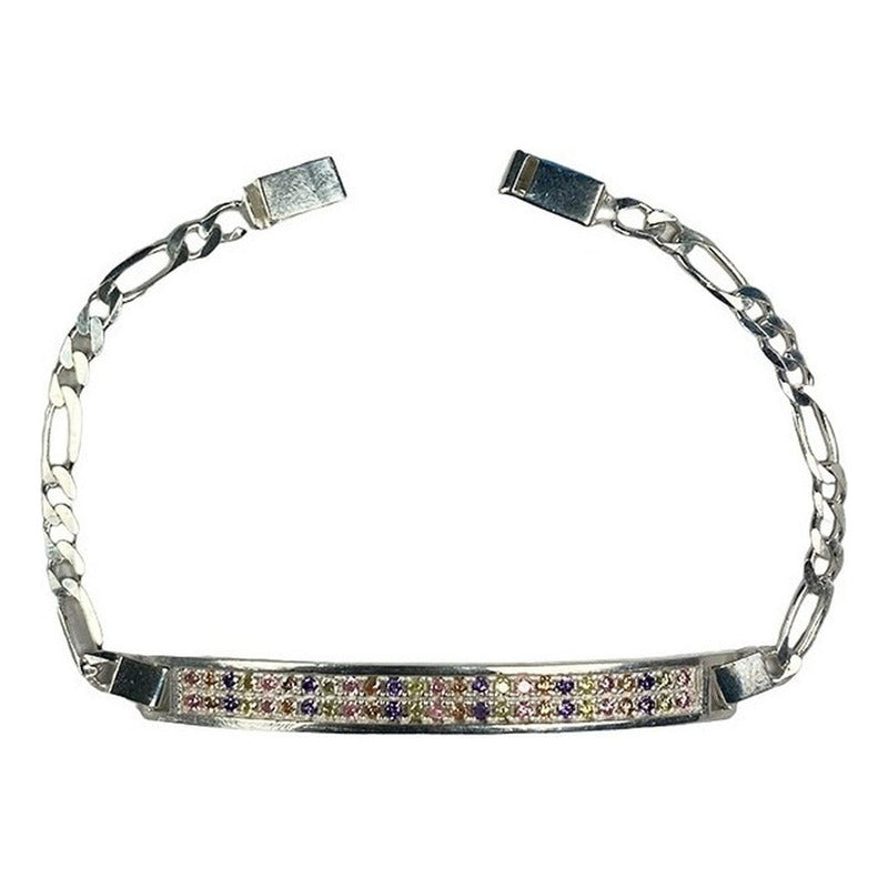 Pulsera Esclava Moderna De Placa Con Zirconias En Plata 925
