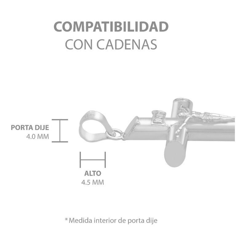 Dije Cruz Tubo Tubular Lisa Cristo Hombre Plata 925 3.6 Cm Plateado